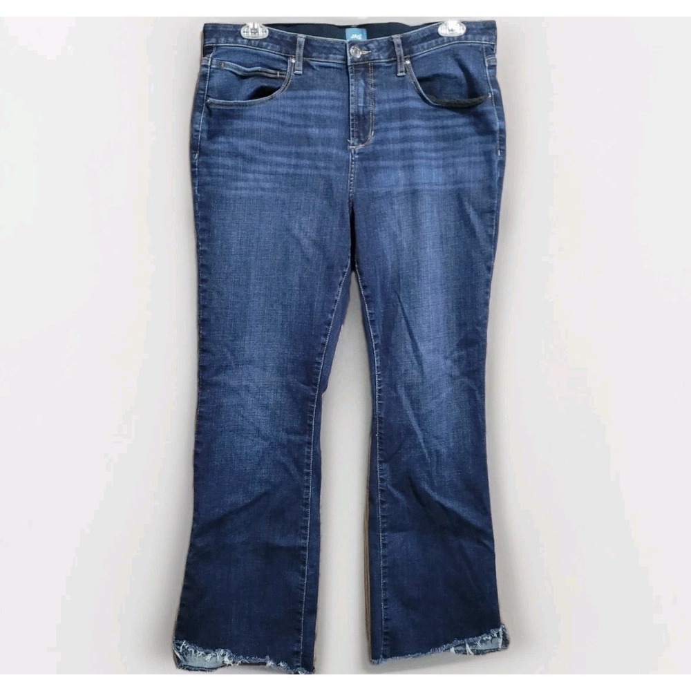 JAG Tummy Control Eloise Bootcut Jeans Size 16 x 30 Hi-Rise Dark Wash Frayed Hem